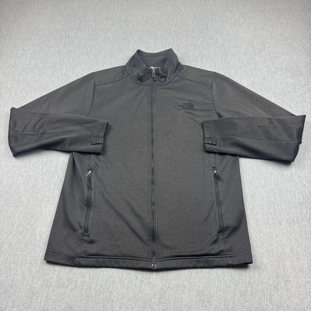 The North Face Jacket Men Large Dark Gray Full Zip Mock Neck Coat Hiking Outdoor